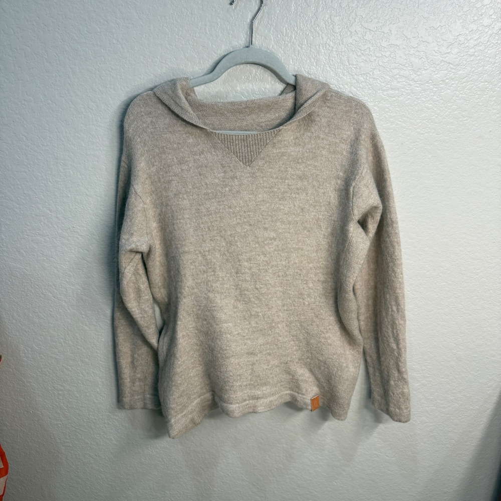 PAKA Hooded Sweater XL Beige Royal Alpaca Wool Blend Knit Quiet Luxury *Read